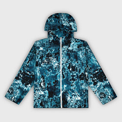 Ветровка с капюшоном женская Гранж - абстрактные синие разводы, цвет: 3D-белый