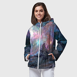 Ветровка с капюшоном женская Снежная вершина и бесконечное космическое простран, цвет: 3D-белый — фото 2
