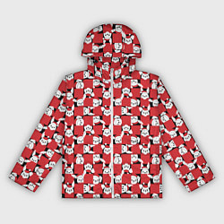 Ветровка с капюшоном женская Кролики в красных шапках, цвет: 3D-белый