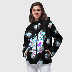 Ветровка с капюшоном женская Cyberpunk 2077 neon samurai glitch art colors, цвет: 3D-черный — фото 2