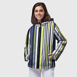 Ветровка с капюшоном женская Абстрактные разноцветные линии, цвет: 3D-черный — фото 2