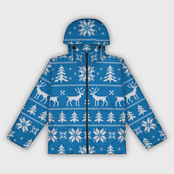 Женская ветровка Рождественский синий свитер с оленями