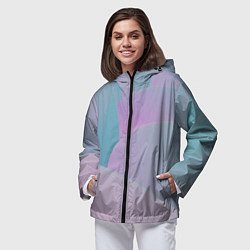 Ветровка с капюшоном женская Розовые и голубые волны, цвет: 3D-черный — фото 2