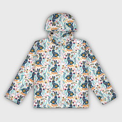 Женская ветровка Новогодний паттерн - Кролики и веточки