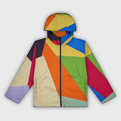 Ветровка с капюшоном женская Геометрические разноцветные фигyры, цвет: 3D-черный