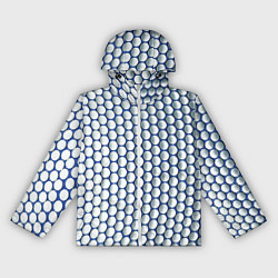 Ветровка с капюшоном женская Геометрические бело-синие круги, цвет: 3D-белый