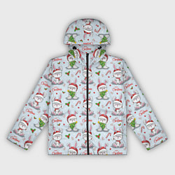 Ветровка с капюшоном женская Милые новогодние кролики, цвет: 3D-черный