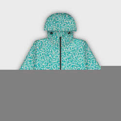 Ветровка с капюшоном женская Орнаментная роспись на голубом фоне, цвет: 3D-черный
