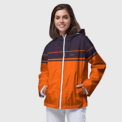 Ветровка с капюшоном женская FIRM темно-оранжевый, цвет: 3D-белый — фото 2