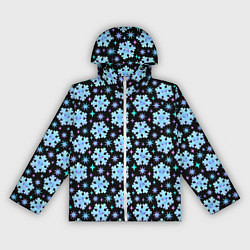 Женская ветровка Яркие зимние снежинки с цветными звездами