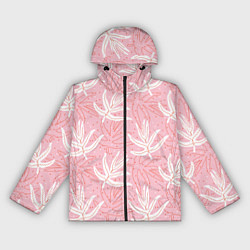 Ветровка с капюшоном женская Листья экзотические скетч, цвет: 3D-черный