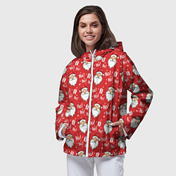 Ветровка с капюшоном женская Дед Мороз - Санта Клаус, цвет: 3D-белый — фото 2