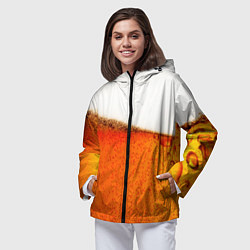 Ветровка с капюшоном женская Тёмное пиво, цвет: 3D-черный — фото 2