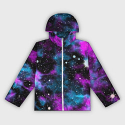 Ветровка с капюшоном женская Галактика сиреневая, цвет: 3D-белый