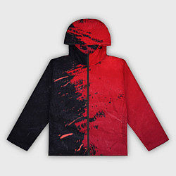 Ветровка с капюшоном женская Черное и красное, цвет: 3D-черный