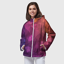 Ветровка с капюшоном женская Разноцветные полигоны, цвет: 3D-белый — фото 2