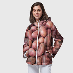 Ветровка с капюшоном женская Картофельные клубни, цвет: 3D-белый — фото 2