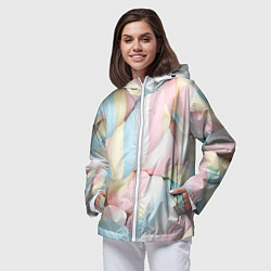Ветровка с капюшоном женская Маршмелллоу паттерн, цвет: 3D-белый — фото 2