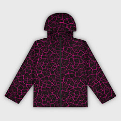 Ветровка с капюшоном женская Абстрактные розовые узоры в виде трещин на чёрном, цвет: 3D-черный