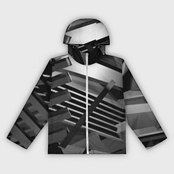 Ветровка с капюшоном женская Жёсткий абстрактный серый и тёмно-серый металл, цвет: 3D-белый