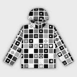 Ветровка с капюшоном женская Черно-белый узор мозаика, цвет: 3D-белый