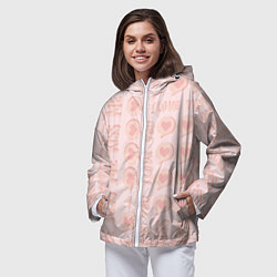 Ветровка с капюшоном женская Kiss me and I love you, цвет: 3D-белый — фото 2