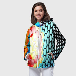 Ветровка с капюшоном женская Shape abstract color, цвет: 3D-белый — фото 2