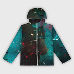 Ветровка с капюшоном женская Абстрактные тьма, светло-синий туман и мазки красо, цвет: 3D-белый