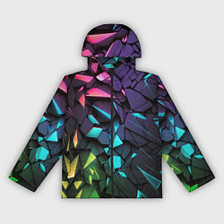 Ветровка с капюшоном женская Неоновые абстрактные каменные плиты, цвет: 3D-черный