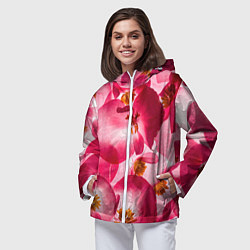 Ветровка с капюшоном женская Цветы бегония текстура, цвет: 3D-белый — фото 2