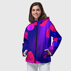 Ветровка с капюшоном женская Жидкий неон, цвет: 3D-черный — фото 2