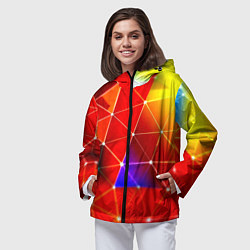 Ветровка с капюшоном женская Digital triangle abstract, цвет: 3D-черный — фото 2