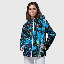 Ветровка с капюшоном женская Брызги краски на холсте, цвет: 3D-белый — фото 2