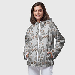 Ветровка с капюшоном женская Дикая кошка, цвет: 3D-белый — фото 2