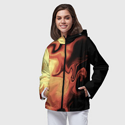 Ветровка с капюшоном женская Пламя с боку, цвет: 3D-черный — фото 2