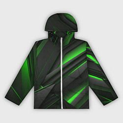 Женская ветровка Черно-зеленые объемные полосы