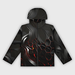 Ветровка с капюшоном женская Черно-красные плиты, цвет: 3D-черный