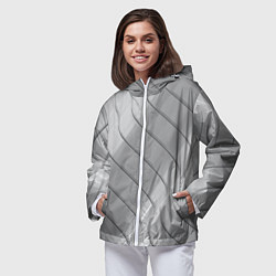 Ветровка с капюшоном женская Металлическое покрытие, цвет: 3D-белый — фото 2