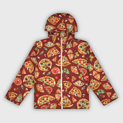 Женская ветровка Кусочки пиццы ассорти - акварельный паттерн