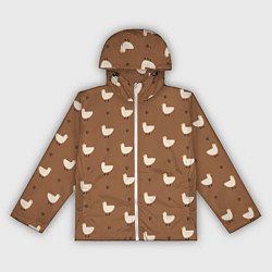 Женская ветровка Гуси и травка - паттерн коричневый