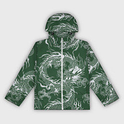 Женская ветровка Татуировка дракона на зеленом фоне