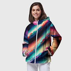 Ветровка с капюшоном женская Абстрактный след, цвет: 3D-белый — фото 2