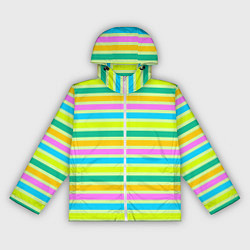 Женская ветровка Желто-зеленый полосатый узор