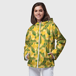 Ветровка с капюшоном женская Летний паттерн с ананасами, цвет: 3D-белый — фото 2