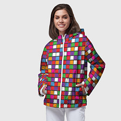 Ветровка с капюшоном женская Color cubes, цвет: 3D-белый — фото 2