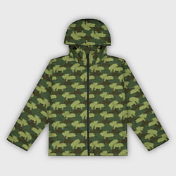 Ветровка с капюшоном женская Свиньи 18 камуфляж, цвет: 3D-черный