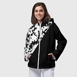 Ветровка с капюшоном женская Черно-белый текстура, цвет: 3D-белый — фото 2