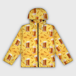 Ветровка с капюшоном женская Кружки с пенным пивом, цвет: 3D-черный