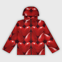 Ветровка с капюшоном женская Red hearts, цвет: 3D-черный