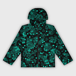 Ветровка с капюшоном женская Бирюзовые с зеленым конфетти, цвет: 3D-черный